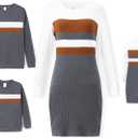 PATPAT Family Matching Outfits Fall Winter Cotton Long Sleeve Bodycon Dresses and Sweatshirts Tops Sets (L)