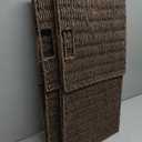 Set of 2 Hand-Woven Paper Rope Wicker Baskets, Storage Basket, Foldable Cube Storage Bins, Brown Storage Cubes, Square Baskets for Organizing Shelves Decor, 12x12x12in