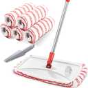 MASTERTOP Microfiber Mop, Extra Large Dust Mop with 5 Pads for Wet & Dry Use, 16'' Mops for Hardwood Laminate, Tile, Vinyl Floors,5 Microfiber Refills, 1 Cleaning Scraper (15.7"*7.8", Red)