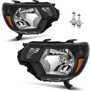 Headlights Assembly for 2012-2015 Toyota Tacoma Headlamp Replacement Black Housing Amber Reflector Driver & Passenger Side