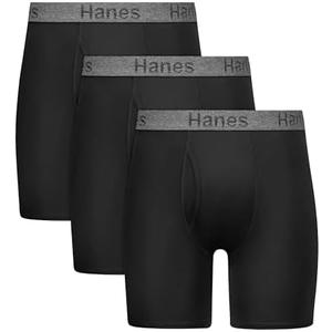 Hanes mens Stay Dry Pouch Boxer Briefs, Performance Stretch Boxer Brief With Leak Protection, 3-Pack, XL