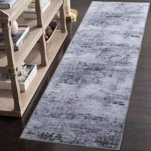 Toneed 2x6 Runner Rug Modern Abstract Hallway Rug Washable Non Slip Rubber Rugs for Kitchen Stairs Entryway Bedroom Living Room Printed Low Pile Foldable Accent Rugs Grey