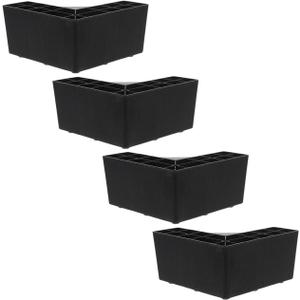 Homoyoyo Black Plastic Sofa Feet Set of 4, 7.5cm Height Bed Risers L-Shaped Plastic Support Feet Riser Legs Easy Install Replacement Legs for Couch, Dresser and Bed, Elevating Design (15.00X15.00X7.50CM)