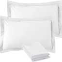 4 Pack 100% Brushed Microfiber Pillow Protector Shams (White, Standard)