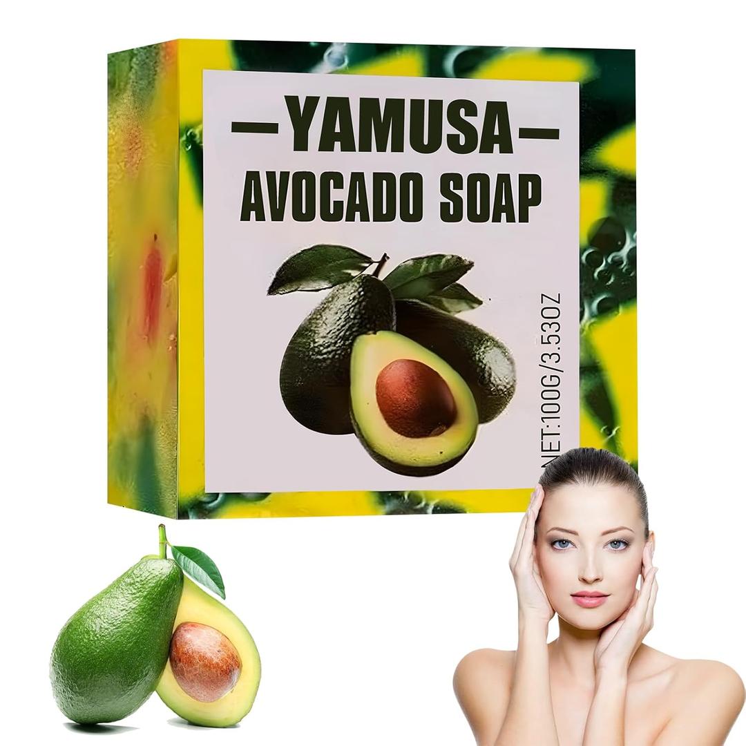 Yamusa Avocado Soap, Handmade Organic Avocado Oil Soap, Face & Body Bar Soap For Women, Deep Cleansing and Nourishing For All Skin Types