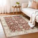 WITSHOCK Washable Area Rugs 3x5 NonSlip Low Pile  Vintage Traditional Accent Rug for Entryway, Living Room, Bedroom, Office, Soft Easy Clean Small with AntiSkid Backing (Indoor/Home Decor)