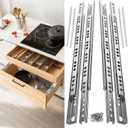 Thin Drawer Slides 12 Inch, 2-Way Slide Track Rail - Low Profile Metal Ball Bearing Drawer Slides Full Extension, for Kitchen Cabinet, Dresser & DIY Furniture (4 Pack)