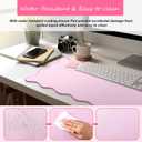 Hahafelt Scalloped Desk Mat Large Scalloped Piping Cute Desk Mat Aesthetic Preppy Table Pad Large Nonslip Pad with Edge Stitching Waterproof Gaming(Pink,31.5 x 15.8 Inches)