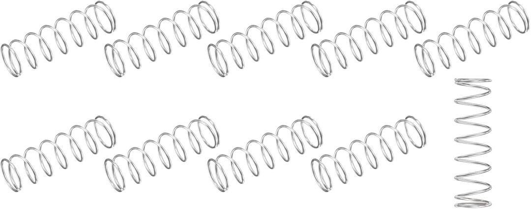 METALLIXITY Compression Springs (1.2x16mm OD,50mm Free Length) 10Pcs, 304 Stainless Steel Extension Spring - for Shop Home Repairs, DIY Projects, Silver Tone