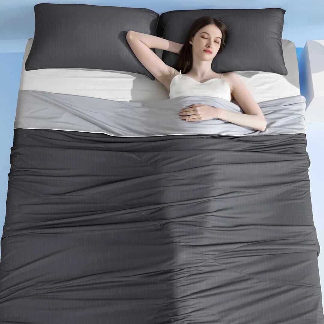 Queen Cooling Comforter for Hot Sleepers, Arc-Chill 3.0 Cool-to-Touch Fabric with Breathable Air Mesh Filling, Lightweight All-Season Temperature-Regulating Cooling Blanket Quilt, Grey (Striped Gray) Queen Cooling Comforter for Hot Sleepers, Arc-Chill 3.0 Cool-to-Touch Fabric with Breathable Air Mesh Filling, Lightweight All-Season Temperature-Regulating Cooling Blanket Quilt, Grey (Striped Gray)