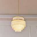 5 Tiers Boho Chandelier with Fringe,Gold 3-Light Fringe Pendant Light Fixture,Tassle Chandelier for Bedroom,Dining Room,Baby Nursery Lighting Beige