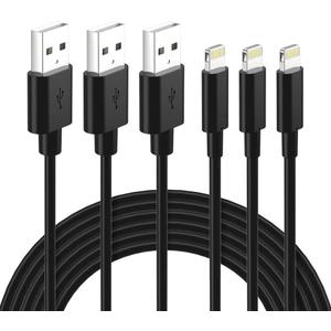Lightning Cable Certified - Nikolable iPhone Charger 3Pack 6ft Lighting to USB A Charging Cord Compatible with iPhone 14 13 12 11 Pro Max XS XR 8 Plus 7 Plus 6s Plus 5S iPad Pro and More, Black