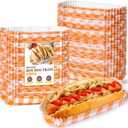 300 Pcs Paper Hot Dog Trays, Small Disposable Hot Dog Boats Fluted to Go Food Holders for Concession Stand, Party, Food Truck (Orange)