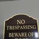 Large (2 Pack) 12x12 Inch No Trespassing Beware of Dog Sign, Reflective, Aluminum, Metal, Weatherproof Up to 7 Years Outdoor, Includes Stakes for Easy Mounting