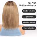 12 Inch Ombre Ash Blonde Human Hair Wig, Bob Wig Human Hair, Human Hair Wig With Bangs, Real Hair Wigs For Women, real human hair wigs