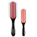 Classic Styling Hair Brush for Wet or Dry Curly Hair. 9 Row Black Brush for Detangling, Separating, Shaping (Red1 Piece)