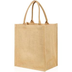 Jute Burlap 6 Bottle Wine Gift Tote Bags with Soft Cotton Handles Reusable for Wedding, Parties,Birthdays (1) (6 bottle package)