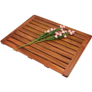 Utoplike (24"x18") Teak Wood Bath Mat, Shower Mat for Bathroom, Wooden Floor Mat Square Large for Spa Home or Outdoor (Small)