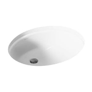 KOHLER K-EC2210-0 Caxton Oval Bathroom Vanity Sink, White, Fits Standard 14" x 17" Cutouts, Undermount Bathroom Sinks