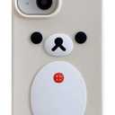 Smooth Soft Silicone Phone Case for Apple Japanese Bear Teddy Animal 3D Cartoon Super Classic Cute Lovely Adorable Kawaii Protective Kids Girls Women (Beige, for iPhone 15)