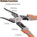 Heavy Duty Combination Pliers, Multi-Function Lineman's Pliers Electrician's Tool with Wire Stripper, Crimper, Cutter, and Snap Ring Plier Side Cutting for Versatile Use