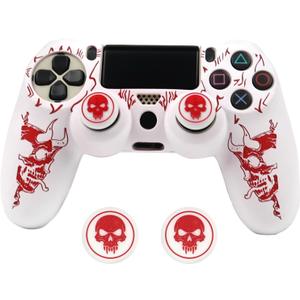 RALAN Horned Skull Head Design Controller Skin Cover with 2 Thumb Grips Compatible with PS4/Playstation 4 Slim/Pro Controller