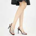 HARENCE Heels for Women Stilettos Sandals: Square Open Toe Strappy High Heeled Ankle Strap Rhinestone Dress Shoes for Wedding Prom Party Bridesmaid (Black)