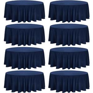 Fivenl 8 Pack Premium Round Tablecloth 108 Inch Round Table Covers Washable Polyester Fabric Round Table Clothes for Wedding Party Reception Banquet Buffet Restaurant (Navy Blue, 108 Inch)