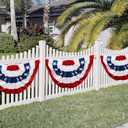 HOOSUN 4th Of July Decorations,American Flag Bunting for Outside,3x6 Ft Fourth of July Bunting Patriotic Memorial Day Decor,Red White and Blue USA Flag Pleated Fan Flag,American Flag Banners for Porch