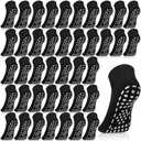 Haysandy 40 Pairs Non Slip Yoga Socks for Women Bulk Pilates with Grips Anti Skid Athletic Grippy Slipper Socks(Black)