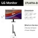 LG 27U411A-B 27-inch Full HD (1920 x 1080) IPS Computer Monitor, 120Hz, HDR10, Reader Mode, Flicker Safe, HDMI, Slim Stand Base, Black