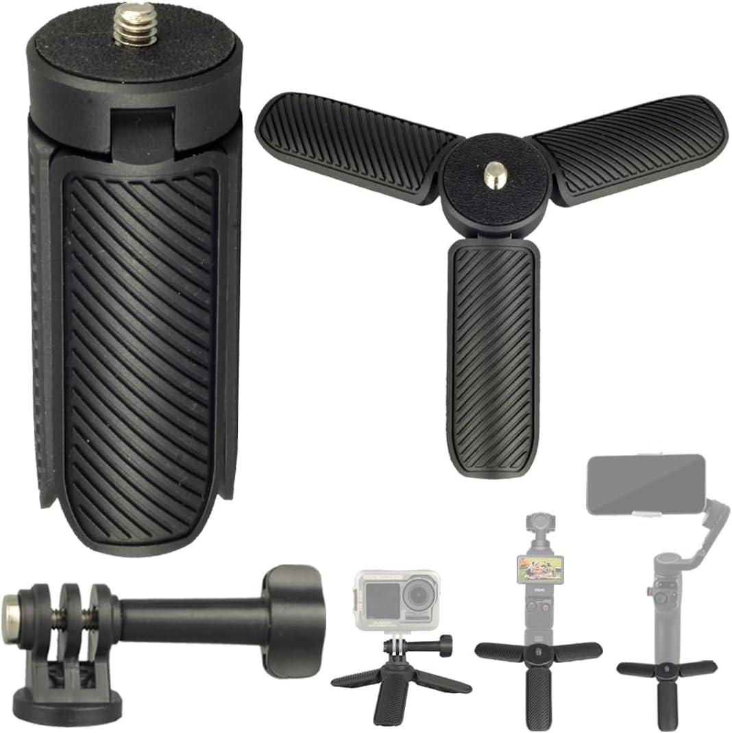 Mini Tripod for DJI OSMO Pocket 3, Portable Handheld Tripod Handle Grip Self Stick Desk Tabletop Stand Mount with 1/4 Screw for DJI OSMO NANO Action 6 5 Pro 4/Gopro13 12/Insta360 X5 X4 Ace Pro/AKASO