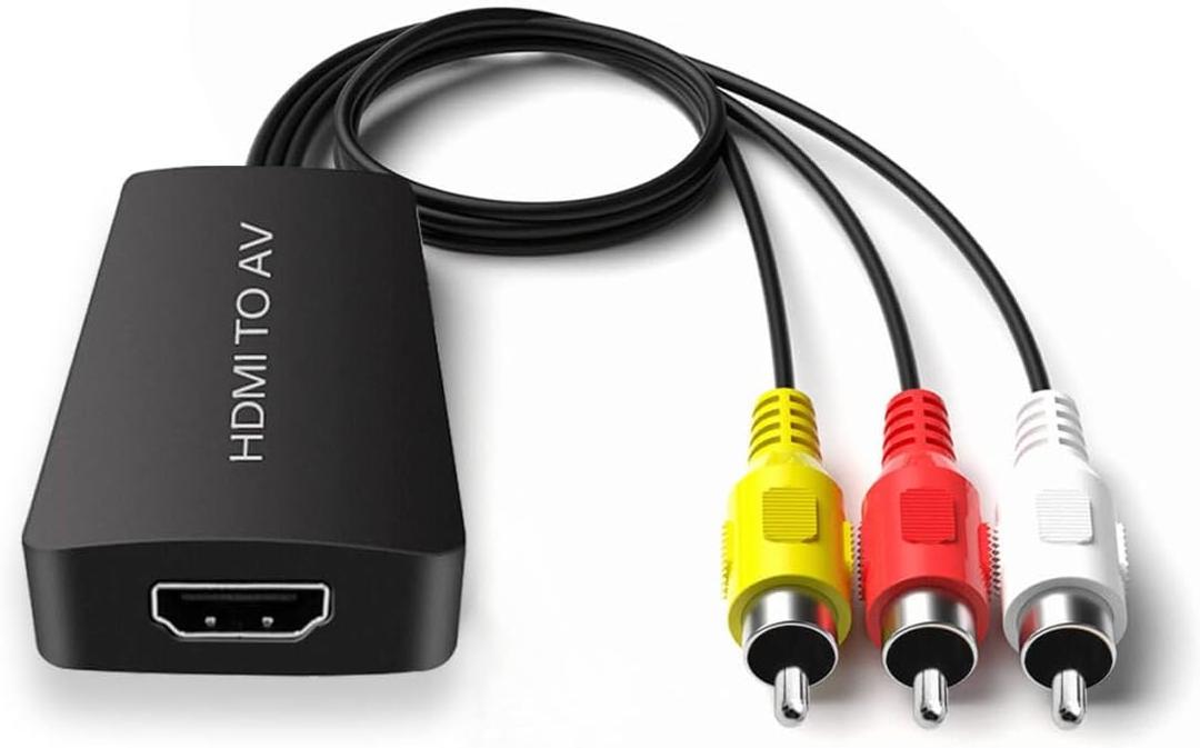 HDMI to AV Converter HDMI to RCA Composite Converter Adapter, Support PAL/NTSC, Support 1080P, Compatible with Roku/Fire Sitck/PS4/Xbox/Spectrum Box/Old Sanyo TV/Old LG TV/Old CRT ect.