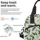 Insulated Lunch Bag for Women - Girl Green Leaves Box Reusable Meal Tote with Adjustable Shoulder Strap, Large Lunchbox for School Work Picnic Travel Camp Adult Children Kids Teens