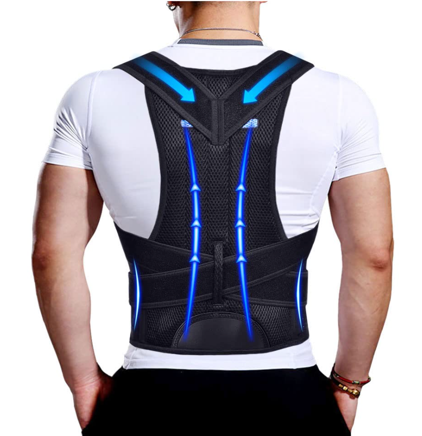 Back Brace Posture Corrector for Men & Women, Upgraded Full Back Support with Adjustable Shoulder Straightener and Waist Support Straps, Breathable Back Brace for Office Work, Long Sitting & Daily Wear, Comfortable Posture Support for Upper & Lower B
