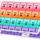 XL Monthly Pill Organizer 1 Time a Day with Dust-Proof Case, Extra Large 4 Weeks Pill Box Once a Day, 28 Days Pill Container 1 Per Day, Weekly Vitamin Case, Daily Medicine Organizer (Red-orange-green-purple)