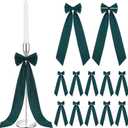 12 Pcs Green Christmas Candlestick Bows Decor 13 Inch Large Coquette Decorations Bows for Table Self Adhesive Candle Holder Gift Wrapping Wedding Bridal Shower Bachelorette Party Centerpieces