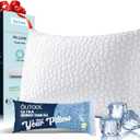 QUTOOL Cooling Pillow for Sleeping, CertiPUR-US Shredded Memory Foam Queen Pillow Set of 1, Cool Pillow for Hot Sleepers Adjustable Firm Pillow for Side, Back, Stomach Sleepers Soft Yet Support, White