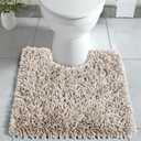 Yimobra Toilet Rugs U Shaped Washable, Soft Comfortable Toilet Mat for Bathroom Floor, Non-Slip Contour Bathroom Rugs for Toilet, Fluffy, Thick, Dry Quickly Absorbent Water, 24.4 x 20.4, Khaki