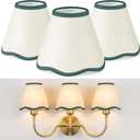 VIHOSE Set of 3 2.9" Top x 5.9" Bottom x 5.1" Height Lamp Shade with Petal Edge Chandelier Shades Fabric Scalloped Lampshade for Floor Wall Lamps Table Living Room Bedroom (Green Edge)