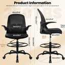 Drafting Chair Tall Office Chair with Flip-up Armrests Executive Ergonomic Computer Standing Desk Chair with Lumbar Support and Adjustable Footrest Ring (Black), 934-Z