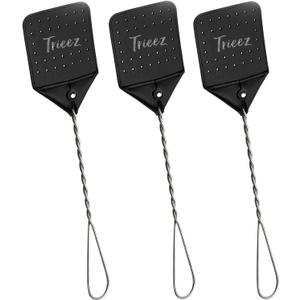 3 Pack Sturdy Leather Fly Swatter - Heavy Duty Flyswatter with Durable Metal Handle, 17.5 Rustic Bug Swatter for Flies, Bees, and More