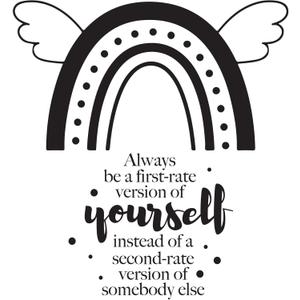 Family First Rate Version of Yourself Uplifting Quote Wall Decal Decoration Rainbow Boho Design Poritive Life Quotes Always Be Lasts Years and Easily Removable - Size: 36 in(W) x 40 in(H)