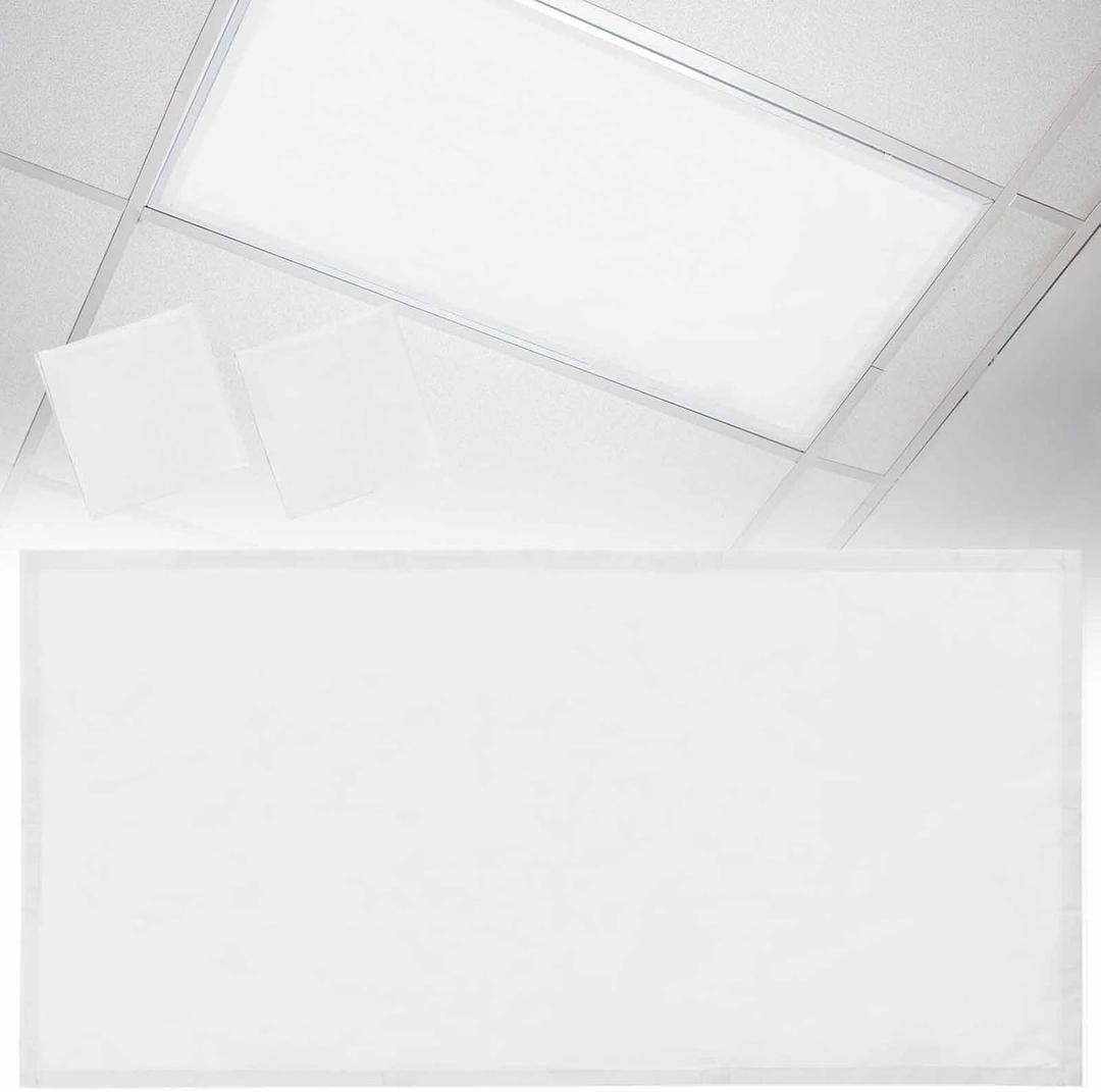 2 Pack Fluorescent Light Cover 4x2 Feet, White Lights Filters Drop Fluorescent Lights Shade Panel, Modern Simple White Backdrop Magnetic Ceiling Classroom Light Cover for Office