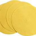 SHACOS Round Braided Placemats Set of 4 Washable Kitchen Table Placemats for Home Wedding Party (Yellow, 4)