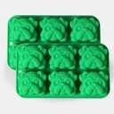 Silicone Bulldog Mold, 6-Cavity Baking Molds for Chocolate Candy Soap, Ice Cube Tray, Green