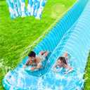 JOYIN 22.5FT Water Slide and 2 Inflatable Boards, Extra Long Heavy Duty Double Lawn Waterslide with Sprinkler for Kids Adults Backyard Summer Water Toy Outdoor Fun, Blue, Light Blue