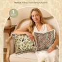 Decorative Throw Pillow Cover 18x18 - Vintage Pillowcovers with Fringe Retro Flower Embroidered Pillow Case with Zipper for Living Room Couch Sofa Bed Rustic Boho Design Abstract