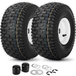 (2 Pack) 15x6.00-6 Tubeless Tire and Wheel, 3" Offset Hub, 3/4" Bearing, 4 Ply, 15x6-6 Lawn Mower Front Tires, Compatible with 100 and 300 Series John Deere Riding Mower, Lawn Tractor and More