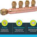 SharkBite 3/4 Inch x 1/2 Inch Outlet 4 Port Closed Multi-Port Tee, Push to Connect Brass Plumbing Fittings, PEX Pipe, Copper, PVC, 25555LF